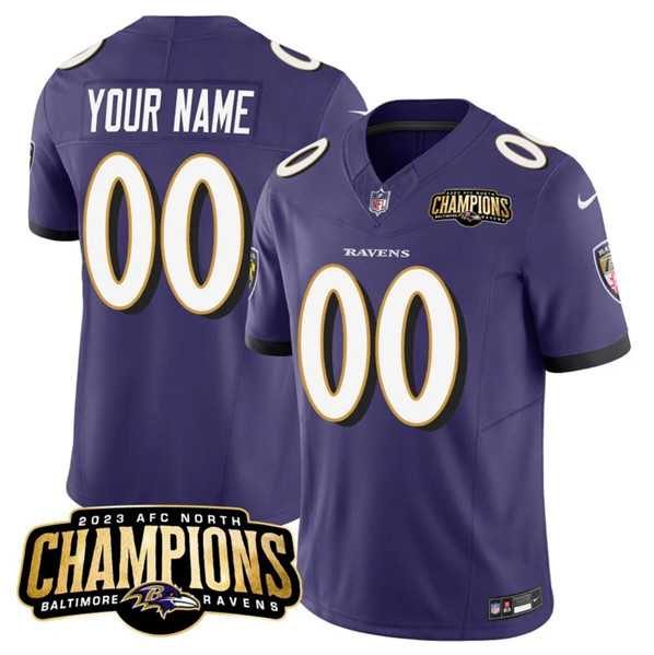 Men & Women & Youth Baltimore Ravens Active Player Custom Purple 2023 F.U.S.E. AFC North Champions Vapor Limited Jersey->->Custom Jersey